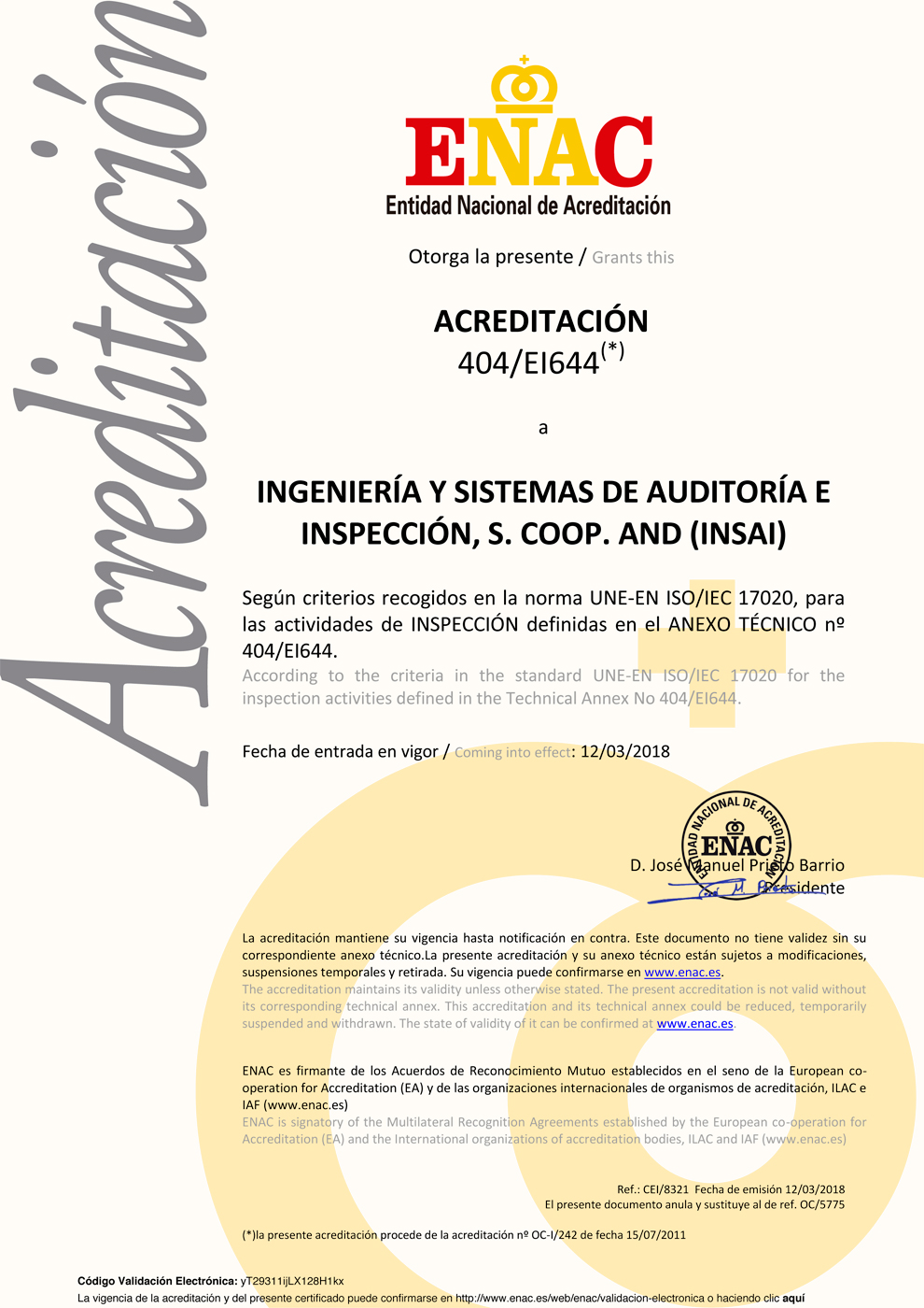 Empresa sevillana con certificación ENAC